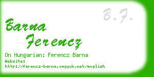 barna ferencz business card